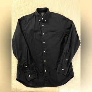 J. Crew Flex Washed polka dot navy shirt